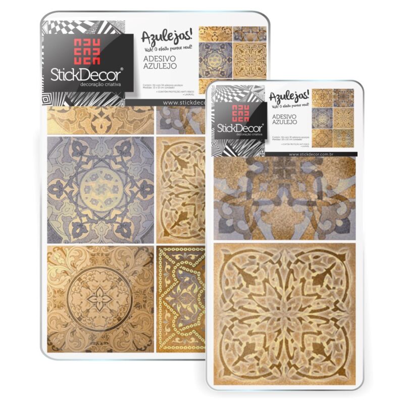 KIT de Adesivo Azulejo Vintage Gold