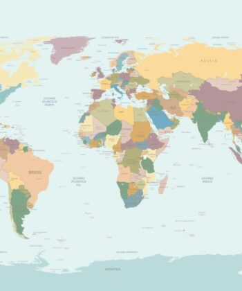 Painel Fotográfico Mapa Mundi em Português